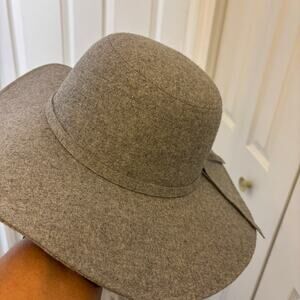 Boho Chic Gray Wool Blend Adjustable Floppy Hat